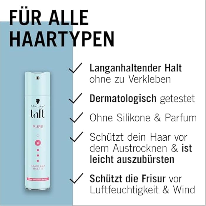 Taft Hair Lacquer Pure, Silicone-Free, Fragrance-Free, 250 ml - Image 4
